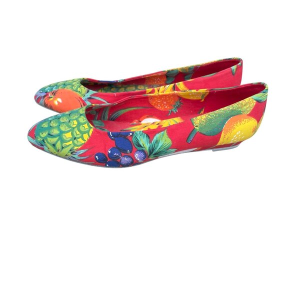 Vintage Milehigh by Diesel Tropical Red Flats Womens FLeather Sole Fruit 10 - Picture 5 of 14